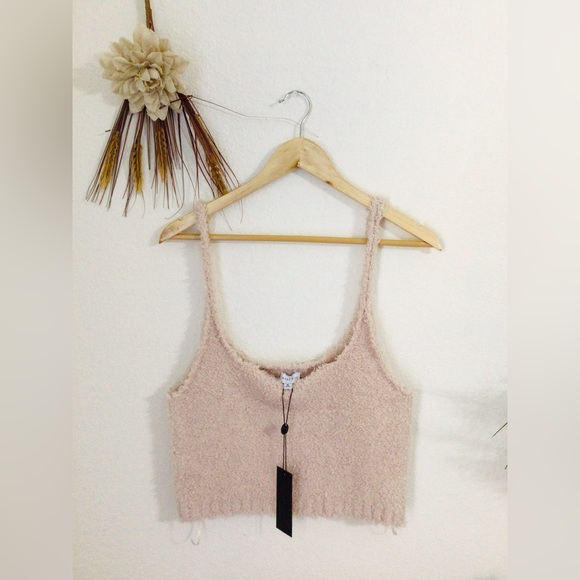 Gianni Bini Hannah Teddy Scoop Neck Crop Tank Top XL - Picture 2 of 5